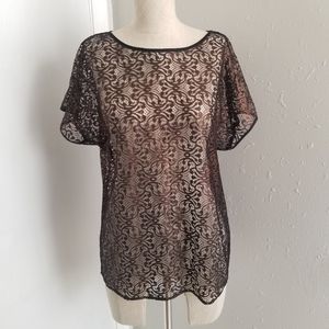 Ann Taylor brown lace top size S  *C7